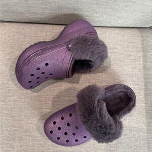 NEW Classic Platform Fuzz Lined Glitter Clog W7